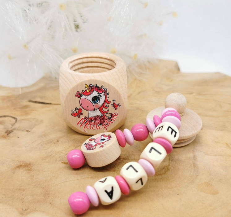 Milchzahndose Baby Einhorn Mädchen personalisierte Zahndose mit Namen | CreativMade .