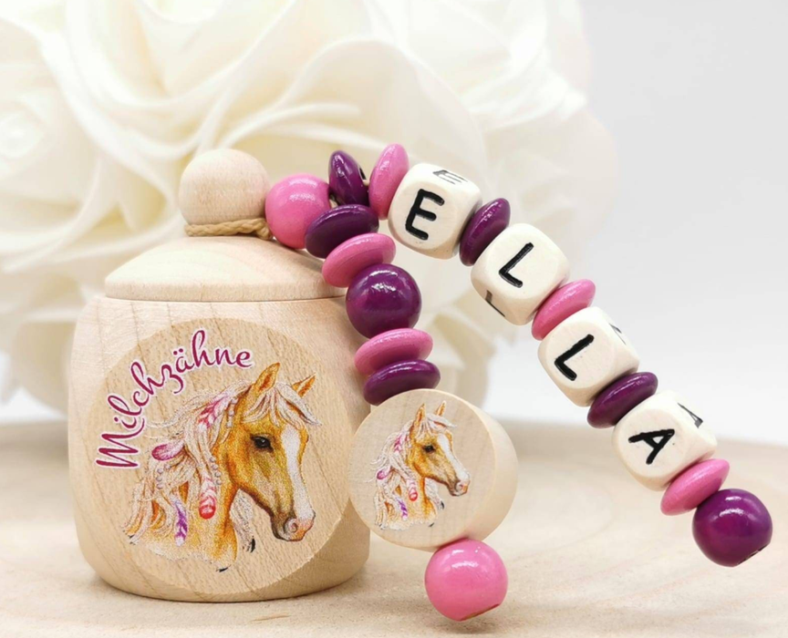 Milchzahndose Pferd Boho Mädchen personalisierte Zahndose mit Namen | CreativMade .