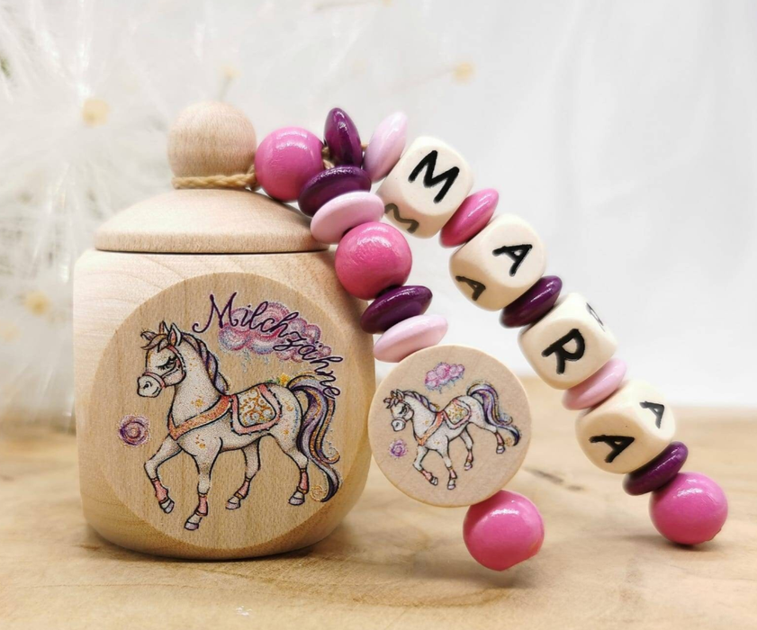 Milchzahndose Pferd Mädchen personalisierte Zahndose mit Namen | CreativMade .