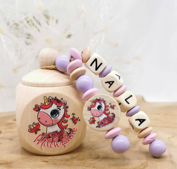 Milchzahndose Baby Einhorn Mädchen personalisierte Zahndose mit Namen | CreativMade .