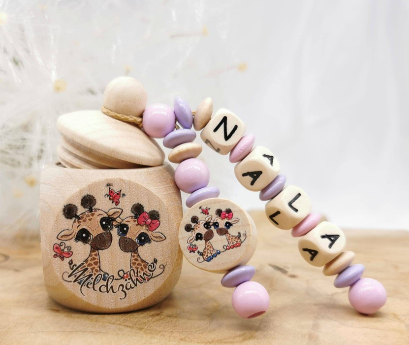 Milchzahndose Giraffe Mädchen personalisierte Zahndose mit Namen | CreativMade .