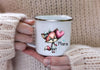 Kindertasse personalisiert mit Namen Fuchs Mädchen Emaille Keramik Kunststoff Geschenk - CreativMade 