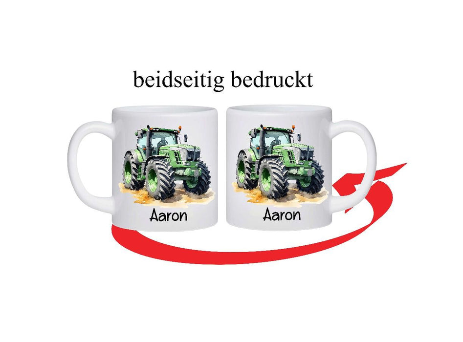 Kinder Tischset personalisiert mit Namen Traktor - abwischbar und rutschfest Platzdeckchen Platzset Tischunterlage - personalisierte Tasse Emaille & Keramik - CreativMade 