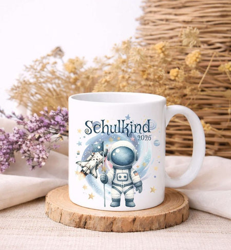 Schulkind Tasse personalisiert Astronaut Jungen Einschulungstasse mit Namen Geschenk Einschulung Erstklässler - CreativMade 