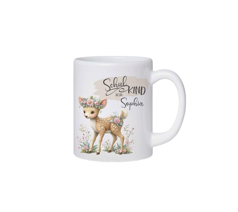 Reh Einschulungstasse mit Name Schulkind Tasse personalisiert Mädchen - CreativMade