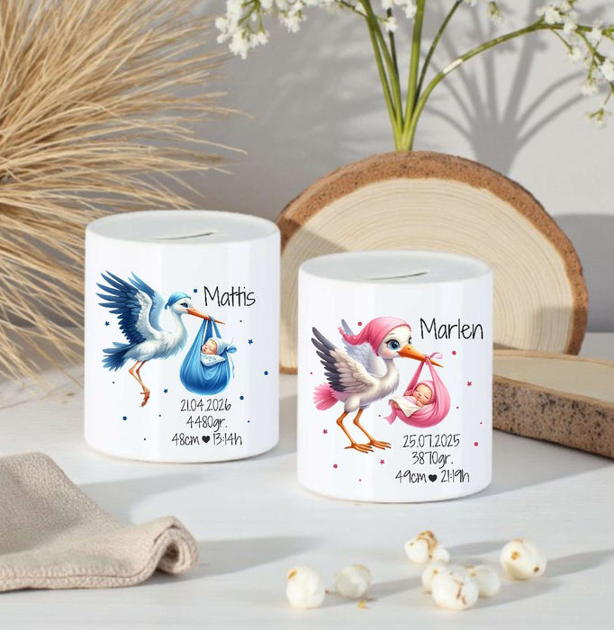 Personalisierte Taufspardose aus Keramik – Spardose zur Taufe mit Namen - CreativMade
