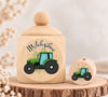 Milchzahndose Traktor Holz mit Motivscheibe | DIY & Kreativbedarf 6 x 4cm Zahndose - CreativMade