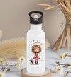 Personalisierte Trinkflasche Kinder Mädchen -  Edelstahl Trinkflasche mit Name - Strohhalm Geschenk Einschulung Geburtstag - CreativMade 