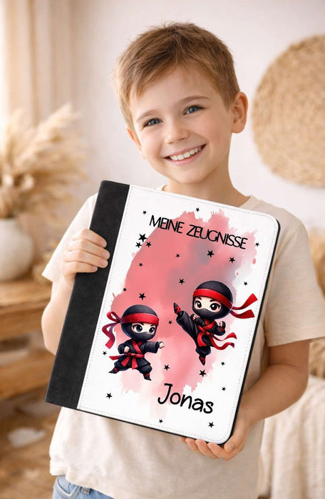 Personalisierte Zeugnismappe mit Namen Ninja – Mappe für Schulzeugnisse A4 | Geschenk zur Einschulung Jungen - CreativMade