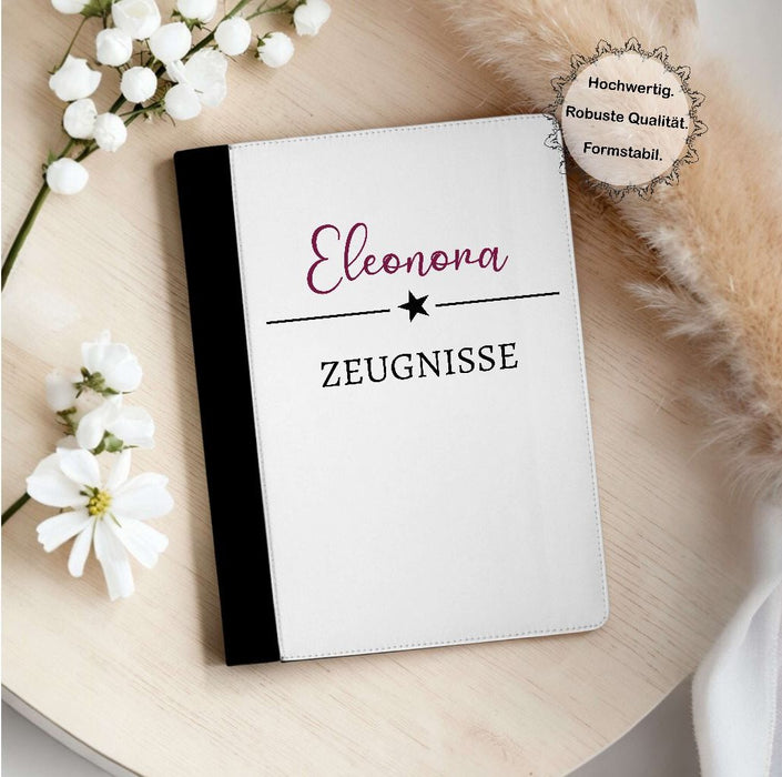 Personalisierte Zeugnismappe mit Namen – Mappe für Schulzeugnisse A4 | Geschenk zur Einschulung Jungen Mädchen - CreativMade 