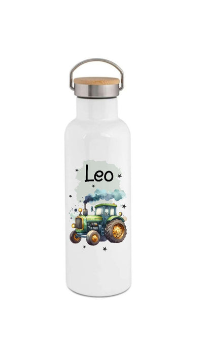 Personalisierte Kinder Trinkflasche mit Namen Traktor – Edelstahl Thermosflasche auslaufsicher für Kindergarten & Schule - CreativMade