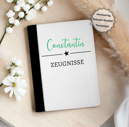 Personalisierte Zeugnismappe mit Namen – Mappe für Schulzeugnisse A4 | Geschenk zur Einschulung Jungen Mädchen - CreativMade 