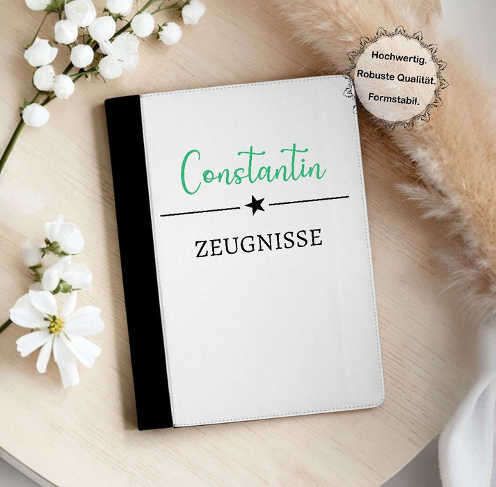 Personalisierte Zeugnismappe mit Namen – Mappe für Schulzeugnisse A4 | Geschenk zur Einschulung Jungen Mädchen - CreativMade 