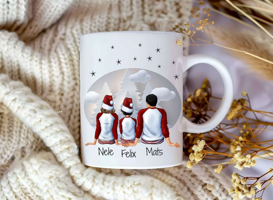 Tasse Personalisierte Weihnachtstasse Familie & Freunde – Keramik mit Namen Weihnachtsgeschenk - CreativMade 