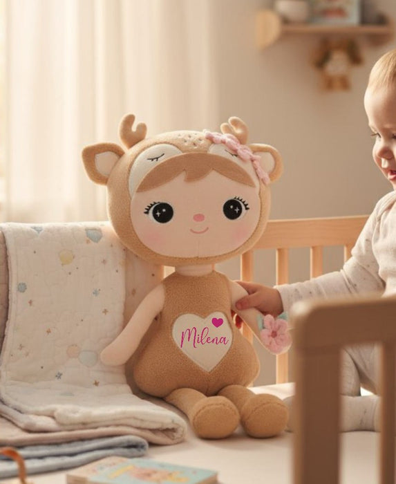 Personalisierbares Kuscheltier Reh Plüschtier – 50 cm Schmusetier mit Namen Geschenk für Babys & Kinder - CreativMade 