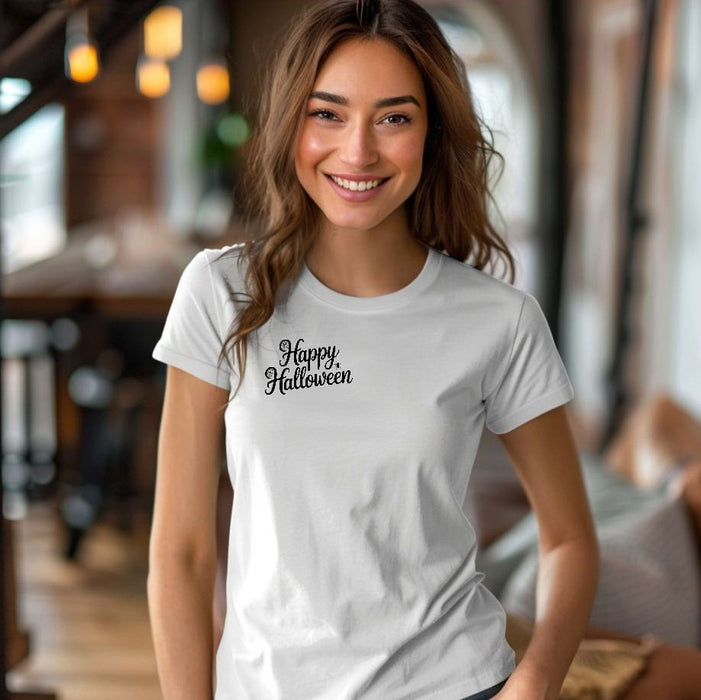 Bügelbild Happy Halloween Schriftzug Halloween Aufbügelmotiv für helle & dunkle Textilien DIY Aufbügler für T-Shirt, Pullover & Kostüm - CreativMade