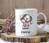 Kindertasse personalisiert mit Namen Hase Mädchen Emaille Keramik Kunststoff Geschenk - CreativMade 