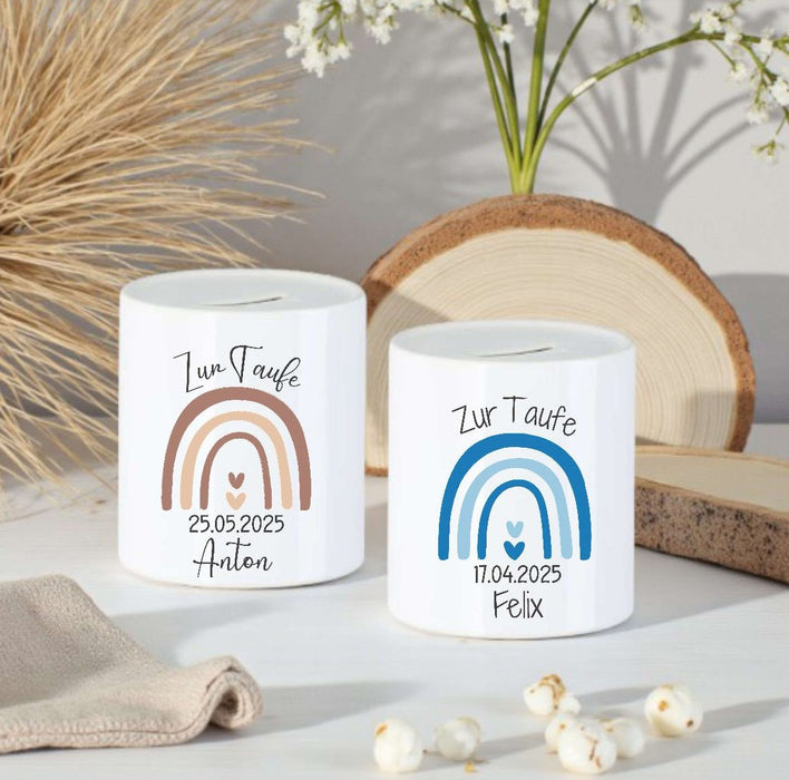 Personalisierte Taufspardose aus Keramik – Spardose zur Taufe mit Namen - CreativMade