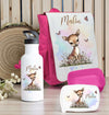 Kindergarten Set personalisiert Reh – Rucksack, Trinkflasche & Brotdose mit Namen Kitakind - CreativMade 