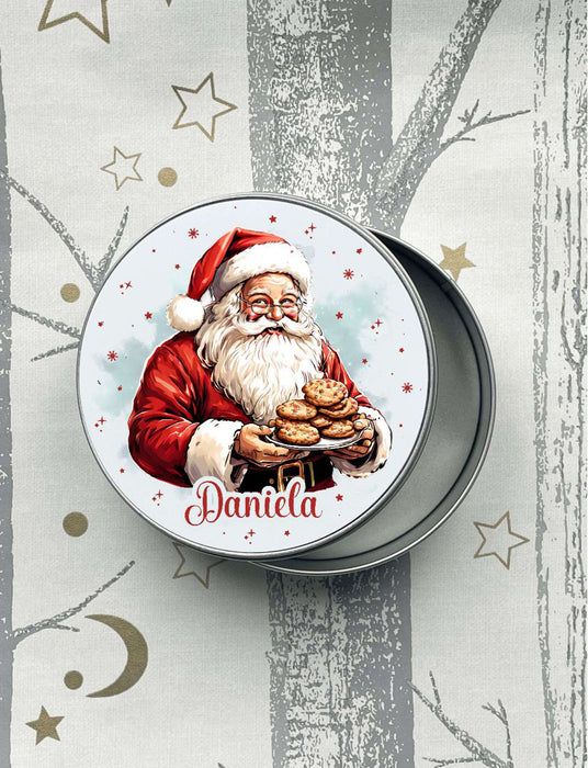Keksdose Weihnachten personalisiert Plätzchendose Weihnachtsmann Geschenkidee Vorratsdose Blechdose