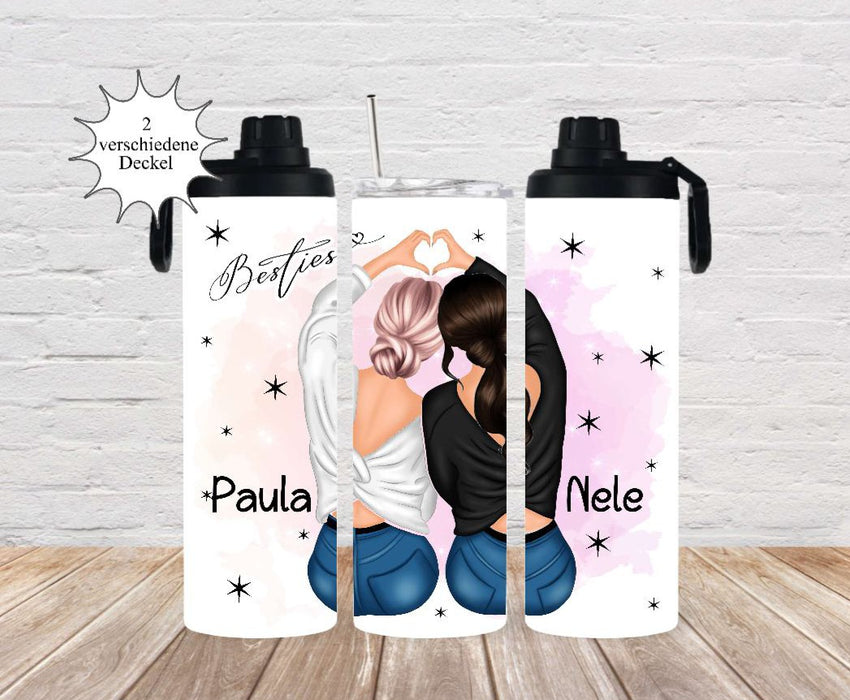 Thermobecher to go personalisiert Besties Beste Freundin Trinkbecher mit Strohhalm Tumbler Becher Kaffeebecher Geschenk