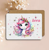Kinder Tischset personalisiert mit Namen Einhorn - abwischbar und rutschfest Platzdeckchen Platzset Tischunterlage - personalisierte Tasse Emaille & Keramik - CreativMade 