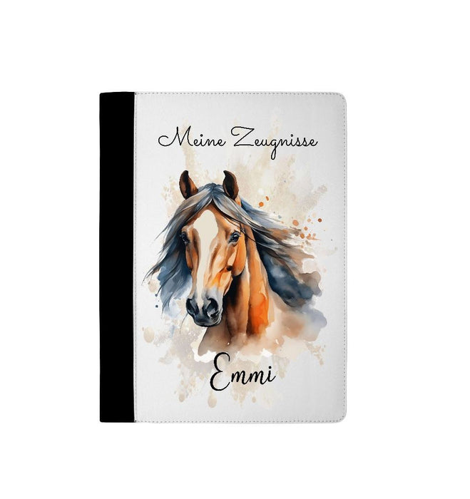Personalisierte Zeugnismappe mit Namen Pferd Mädchen – Mappe für Schulzeugnisse A4 | Geschenk zur Einschulung Jungen Mädchen - CreativMade 