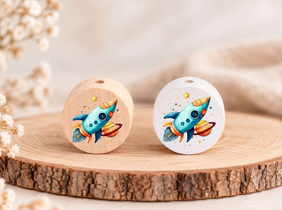 Milchzahndose Rakete Holz mit Motivscheibe | DIY & Kreativbedarf 6 x 4cm Zahndose | CreativMade .