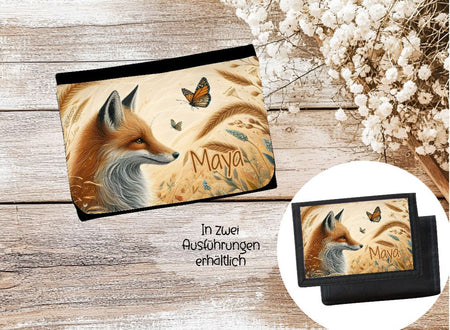 Kinder Geldbeutel personalisiert Fuchs – Geldbörse mit Namen Klettverschluss oder Reißverschluss Porte­mon­naie - CreativMade