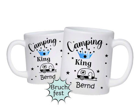 Tasse personalisiert mit Name Camping King Campingtasse Kunststoff bruchsicher bruchfest Namenstasse - CreativMade 