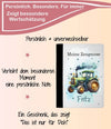Personalisierte Zeugnismappe mit Namen Traktor – Mappe für Schulzeugnisse A4 | Geschenk zur Einschulung Jungen - CreativMade