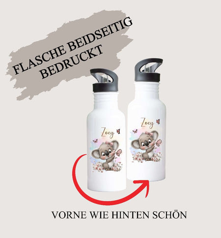 Brotdose & Trinkflasche personalisiert - Koala - Kinder Set mit Namen Edelstahl Trinkflasche - CreativMade 