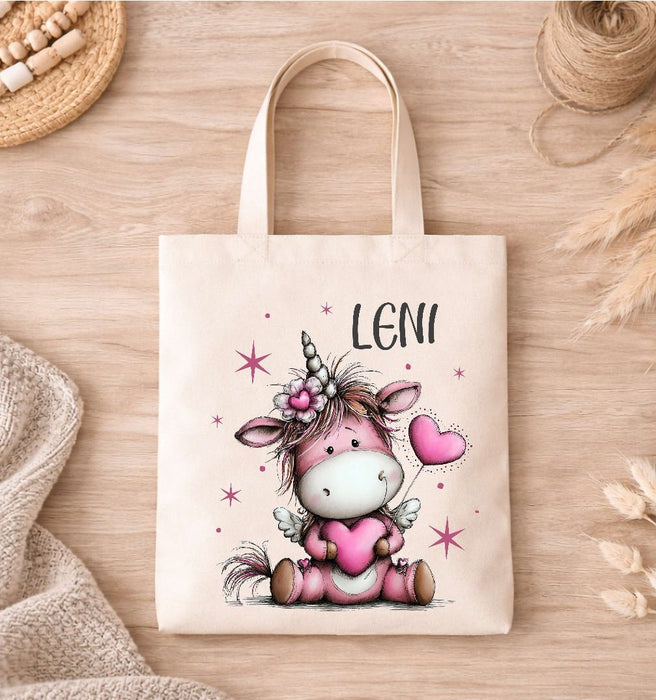 Kinder Turnbeutel mit Namen personalisiert – Einhorn Sportbeutel für Kindergarten, Schule und Schwimmen Mädchen | CreativMade .
