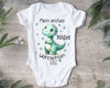 Mein erstes Weihnachten Baby-Body Dinosaurier Jungen – personalisiert Weihnachtsoutfit aus Baumwolle (0–18 Monate) Strampler - CreativMade 