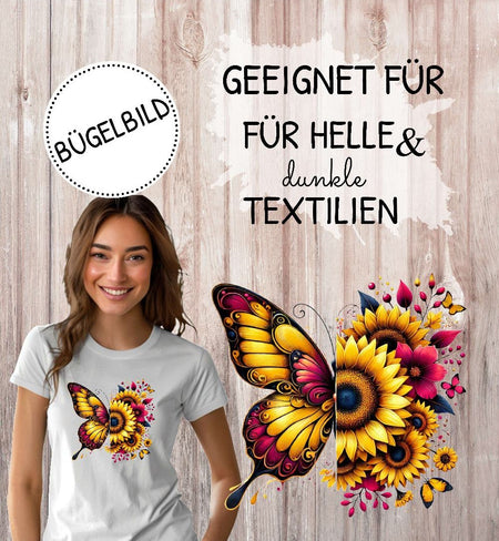 Bügelbild Schmetterling Erwachsene Aufbügelmotiv Textilaufbügler für Kleidung & Stoffe DIY Transferbild & Geschenkidee Damen - CreativMade