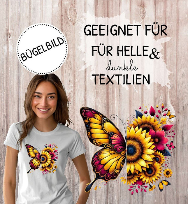 Bügelbild Schmetterling Erwachsene Aufbügelmotiv Textilaufbügler für Kleidung & Stoffe DIY Transferbild & Geschenkidee Damen - CreativMade