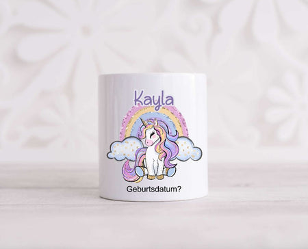Spardose Kinder personalisiert mit Name Einhorn Mädchen Keramik Kinderspardose Geschenk Geburt Geburtstag Einschulung Taufe - CreativMade 