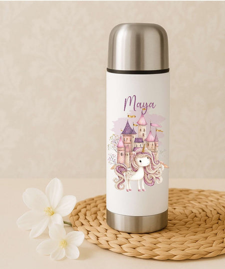 Thermoskanne personalisiert mit Namen Einhorn Edelstahl Isolierflasche Thermoflasche Geschenkidee - CreativMade