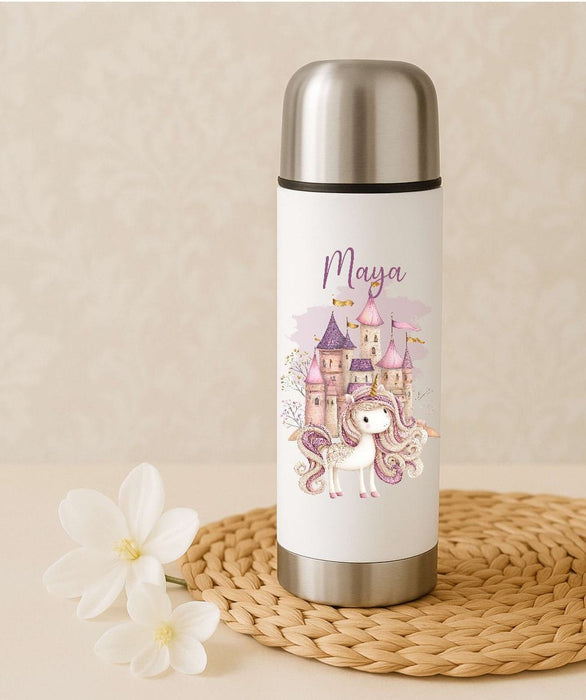 Thermoskanne personalisiert mit Namen Einhorn Edelstahl Isolierflasche Thermoflasche Geschenkidee - CreativMade