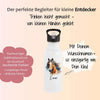 Personalisierte Trinkflasche Kinder Pferd -  Edelstahl Trinkflasche mit Name - Strohhalm Geschenk Einschulung Geburtstag - CreativMade 