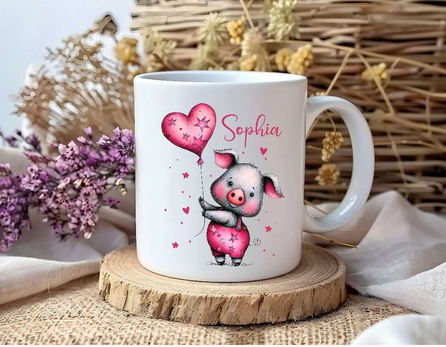Personalisiertes Kinder Trinkflaschen- & Tassen-Set mit Namen Schwein – Edelstahl Trinkflasche 500 ml für Schule & Kindergarten - CreativMade