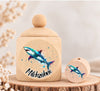 Milchzahndose Hai Holz mit Motivscheibe | DIY & Kreativbedarf 6 x 4cm Zahndose | CreativMade .