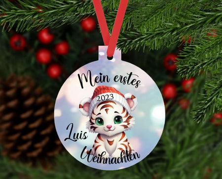 Mein erstes Weihnachten Weihnachtsbaum Anhänger personalisiert mit Name Junge Mädchen Christbaumschmuck Baby - CreativMade 