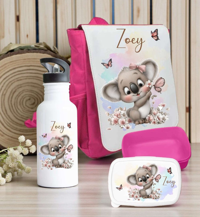 Kindergarten Set personalisiert Koala – Rucksack, Trinkflasche & Brotdose mit Namen Kitakind - CreativMade 