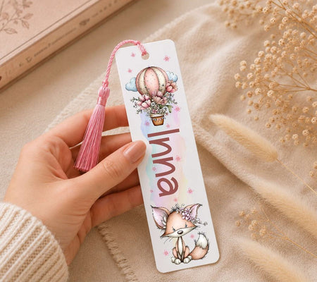 Personalisiertes Lesezeichen Fuchs mit Namen – Geschenk zur Einschulung für Mädchen Metall - CreativMade