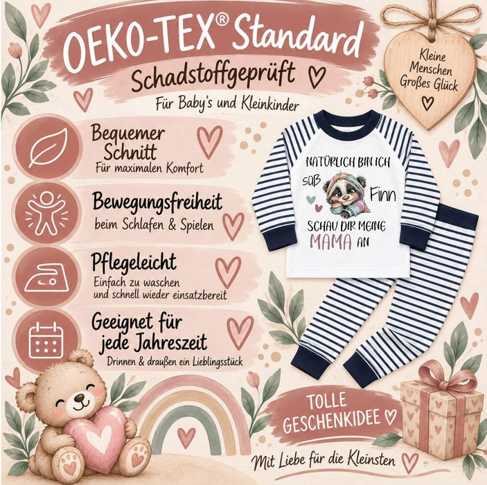 Kinder Schlafanzug mit Namen – Bär „Natürlich bin ich süß“ – Personalisierter Pyjama | CreativMade .
