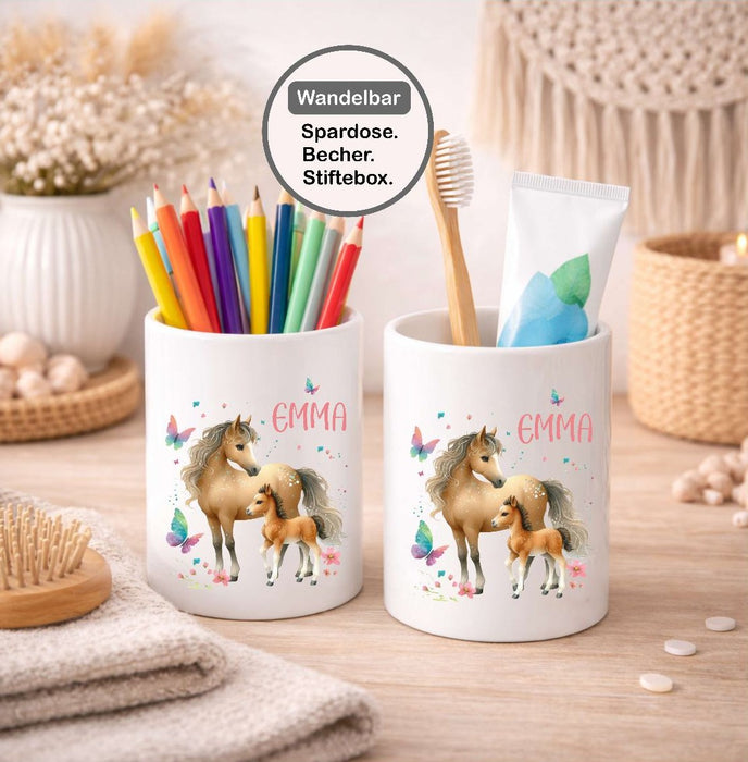 Kinder Spardose mit Name Einhorn – Personalisierte Spardose für Kinder Keramik mit Bambusdeckel für Mädchen | CreativMade .