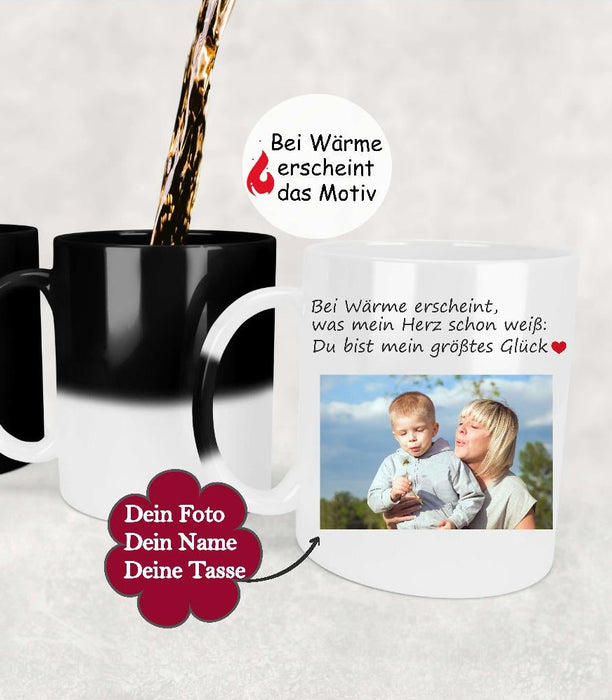 Personalisierte Fototasse mit Farbwechsel – Zaubertasse mit eigenem Foto, Namen & Wunschtext Individuelles Geschenk für jeden Anlass - CreativMade 