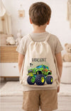 Kinder Turnbeutel mit Namen personalisiert – Monstertruck Sportbeutel für Kindergarten, Schule und Schwimmen - CreativMade 