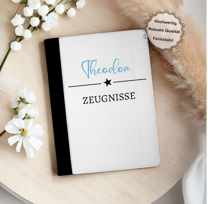 Personalisierte Zeugnismappe mit Namen – Mappe für Schulzeugnisse A4 | Geschenk zur Einschulung Jungen Mädchen - CreativMade 